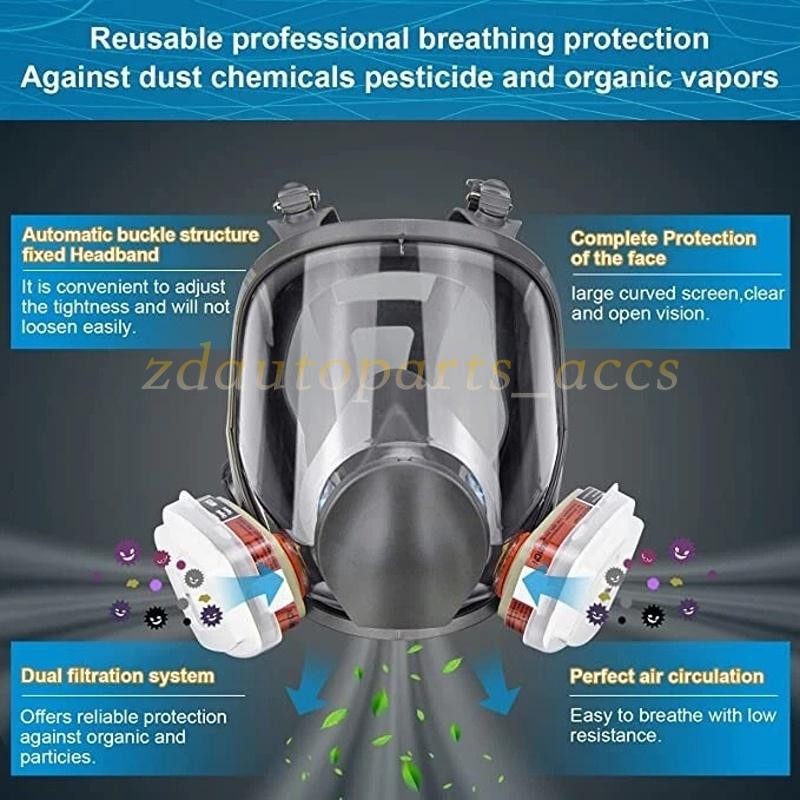 Full Face Gas Mask Painting Spraying Respirator w/Filters for 6800 Facepiece US