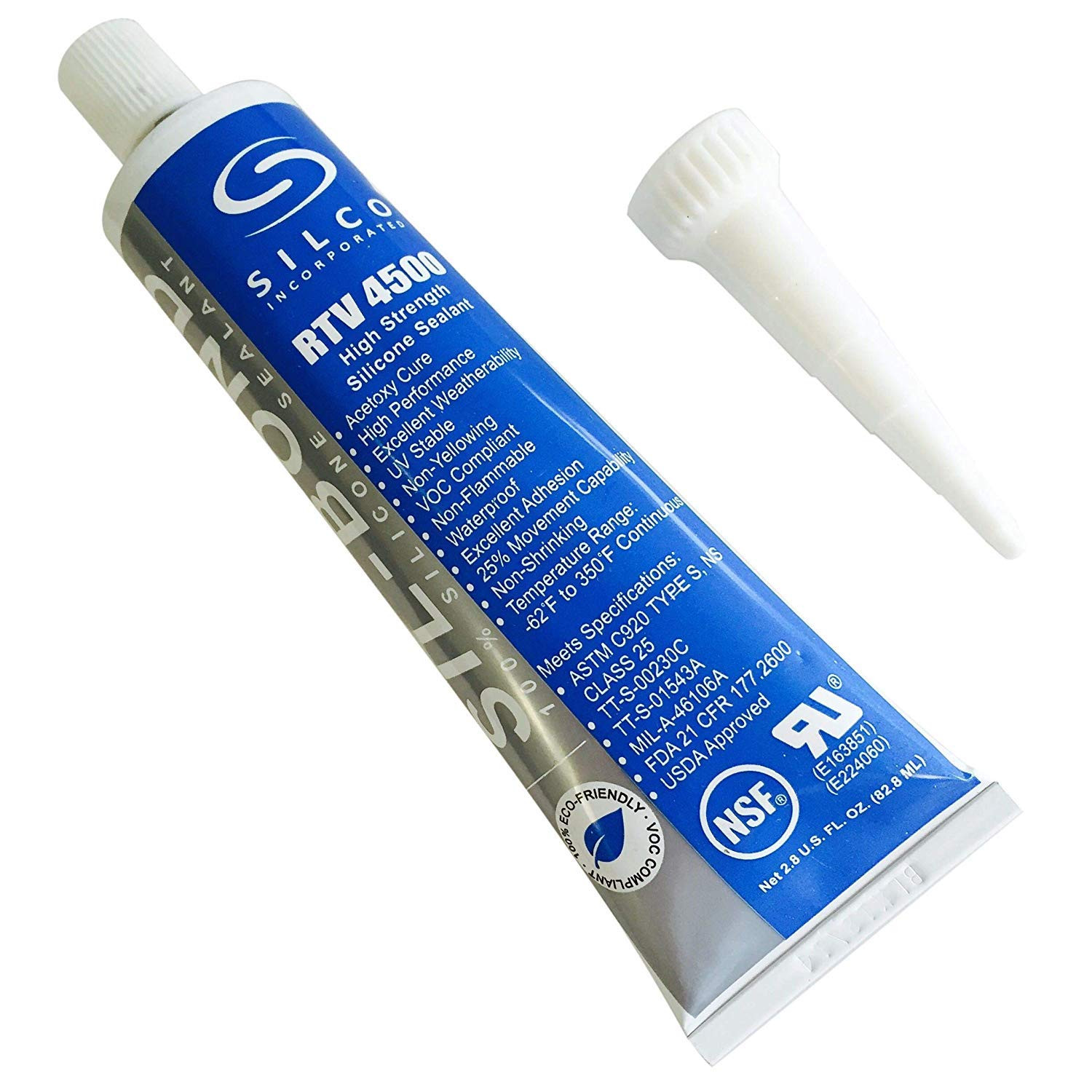 RTV 4500 Clear Silicone Sealant Food Grade High Temp Adhesive 2.8oz