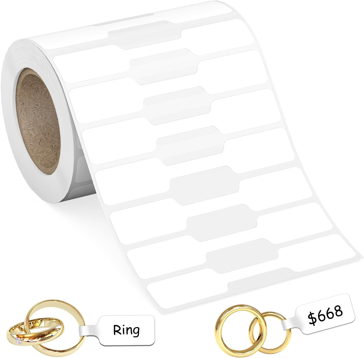 500Pcs Jewelry Price Tags: Rectangular Self-Adhesive Labels for Ring Display