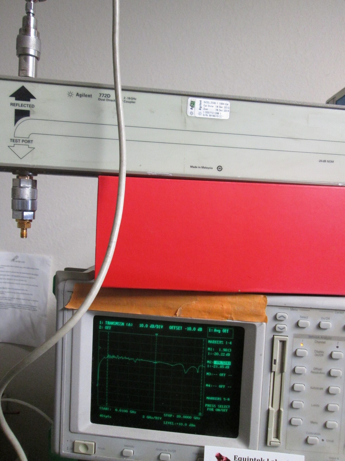 Agilent 772D Dual Directional Coupler 2 to 18 GHz, 30 dB Dericitivity 12.5 GHz