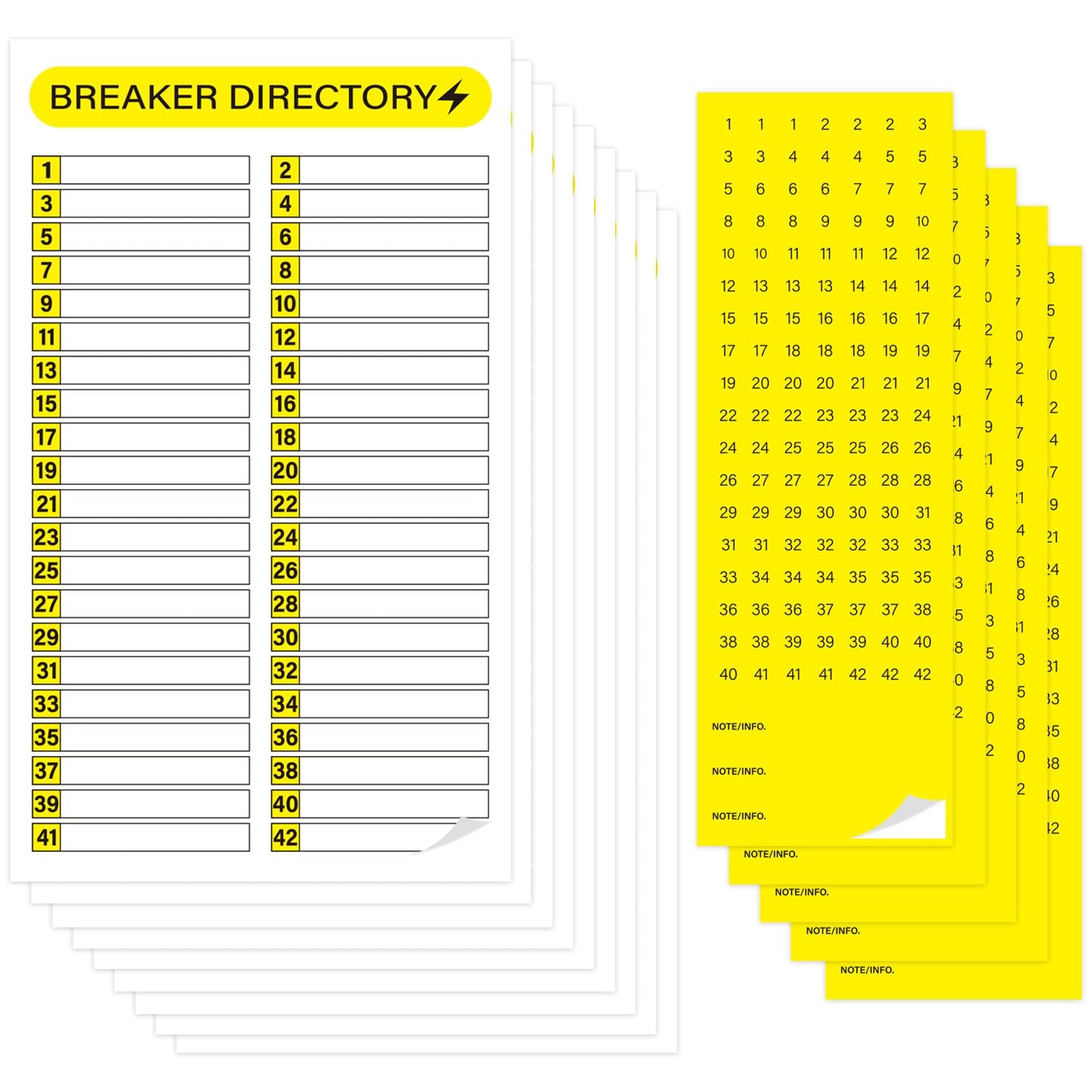 16 Sheets Breaker Panel Labels, Electrical Box 12 inches x 7.1 inches, Yellow