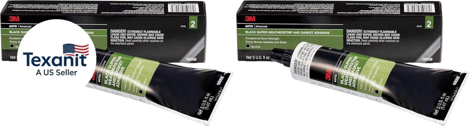 Black Super Weatherstrip and Gasket Adhesive, 08008, 5 Fl Oz, 1 per Pack (Pack o