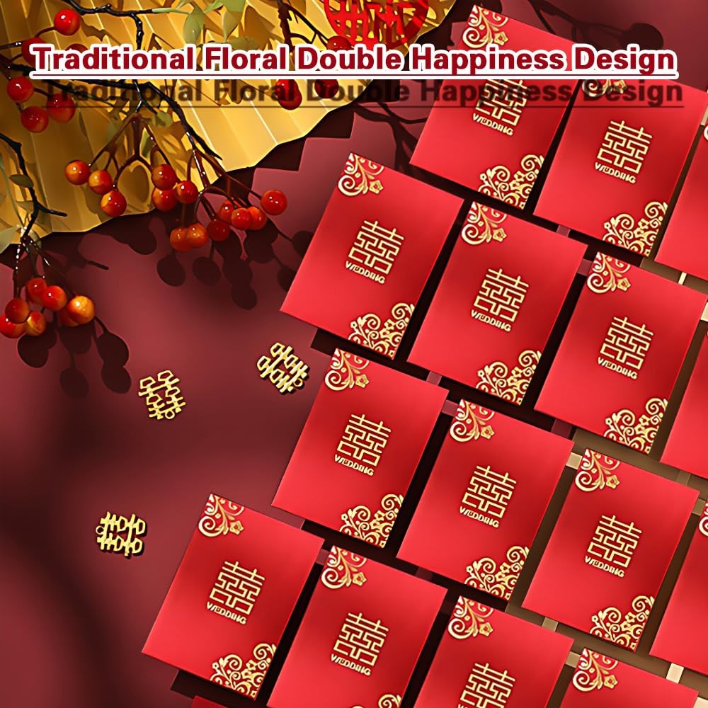 Mini Chinese Wedding Red Envelopes, Approximately 45 Pack, Traditional Floral…