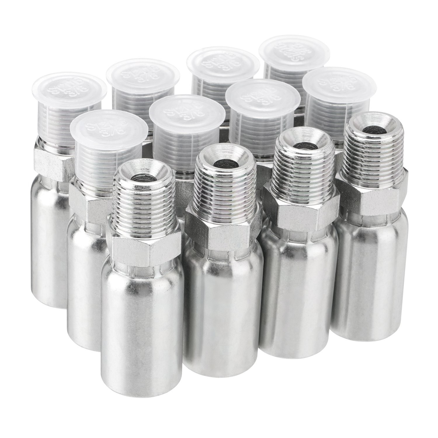 Racewill 12 Pack 3/8″ Hydraulic Hose Fittings, 3/8″ I.D. Hose x 3/8″ NPTF Male
