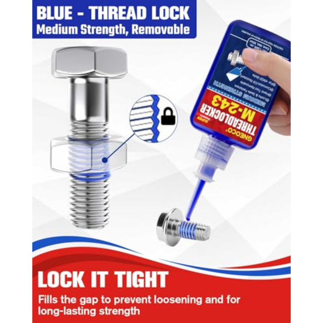 Threadlocker Blue, Thread Lock Medium Strength Lock Tight for Nuts, Bolts, Faste