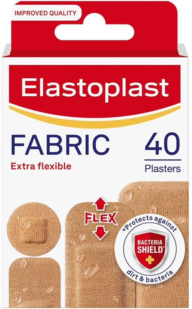 Elastoplast Extra Flexible Fabric Plaster 40 Count (Pack of 1), Cranberry