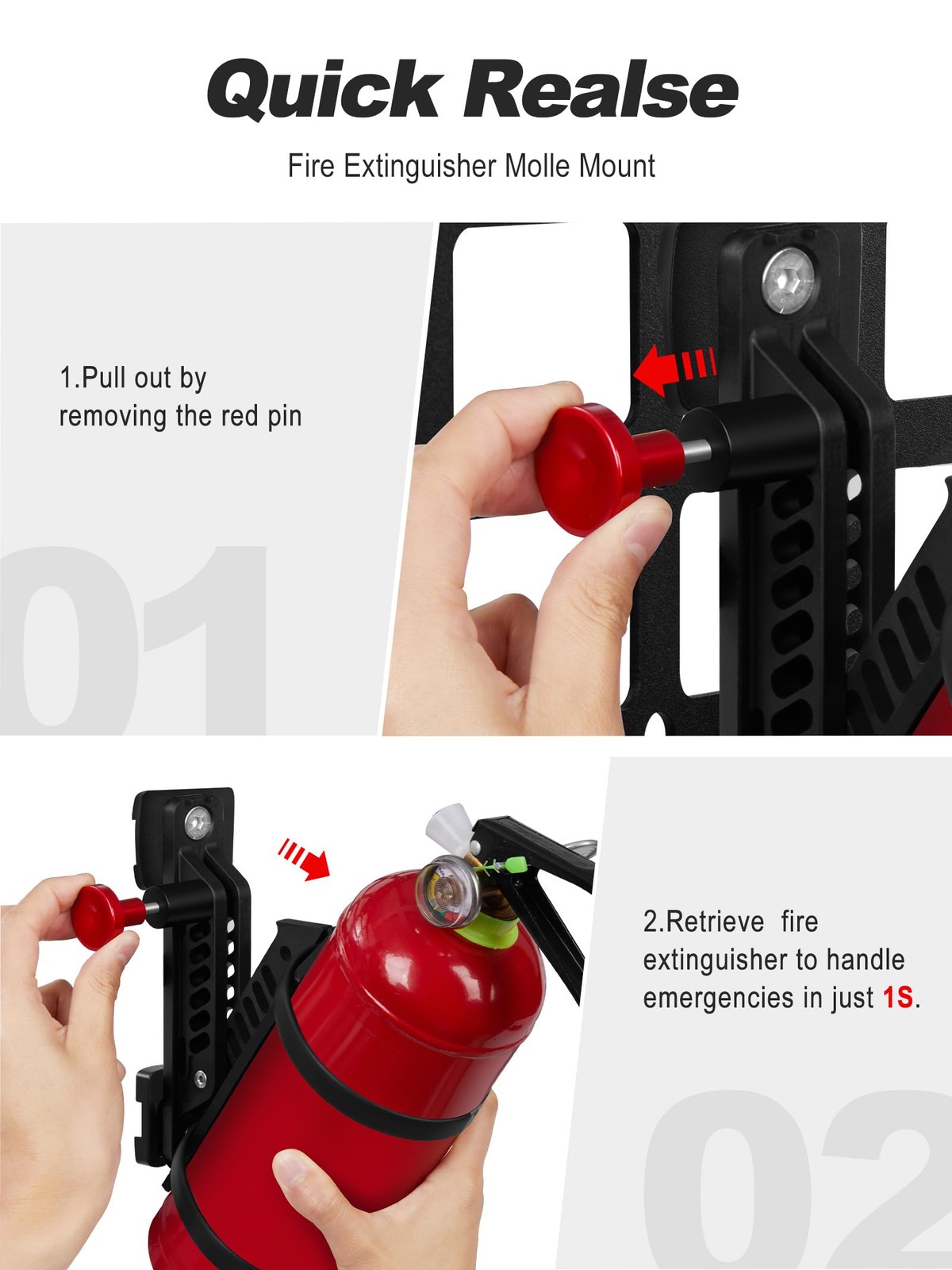 NILKATSS MOLLE Fire Extinguisher Mount Kit – Quick Release Bracket for Tactic…