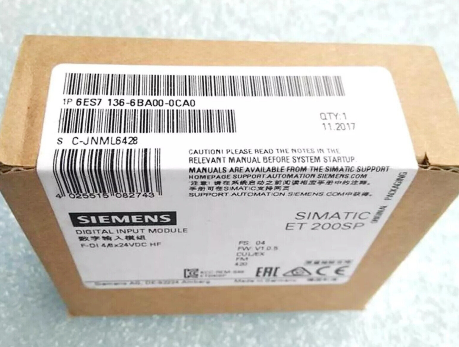 1PCS New 6ES7136-6BA00-0CA0 Siemens 6ES7136-6BA00-0CA0 Input module Fast Ship