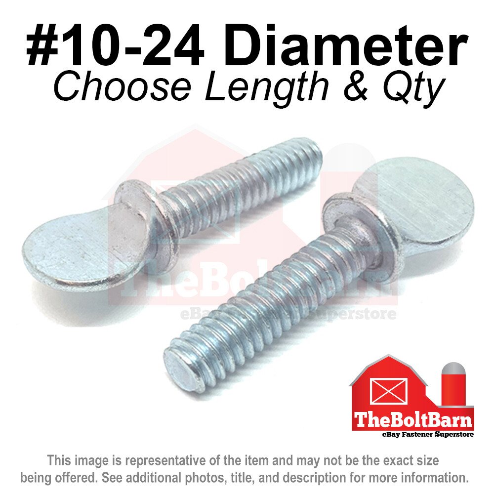 #10-24 Spade Type Thumb Screws With Shoulder Coarse Zinc (Pick Length & Qty)