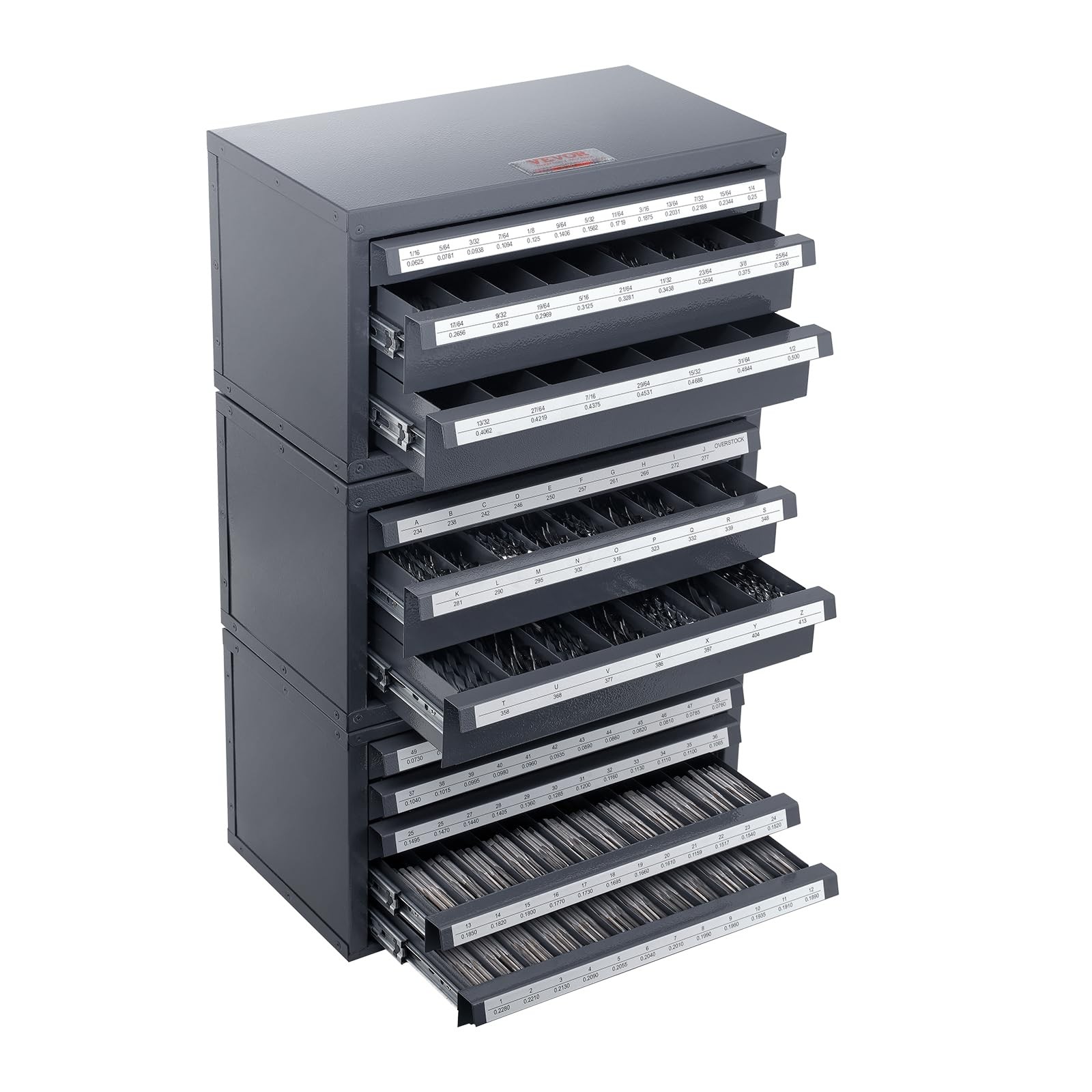 VEVOR Drill Bit Dispenser Cabinet Set, 15.8 x 10.6 x 9.5 inches, Black