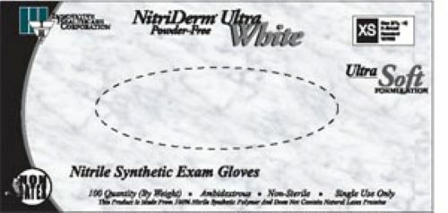 INNOVATIVE NITRIDERM® ULTRAWHITE NITRILE, X-SMALL, 100/BOX, 10 BOXES/CASE,1 CASE