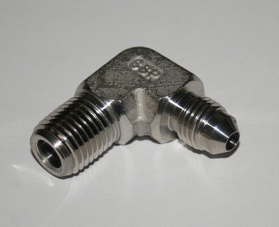 1/4″ Male AN x 1/4″ MNPT 316ss 37 Degree Flared Elbow (6000 Psi) SSP TruFit
