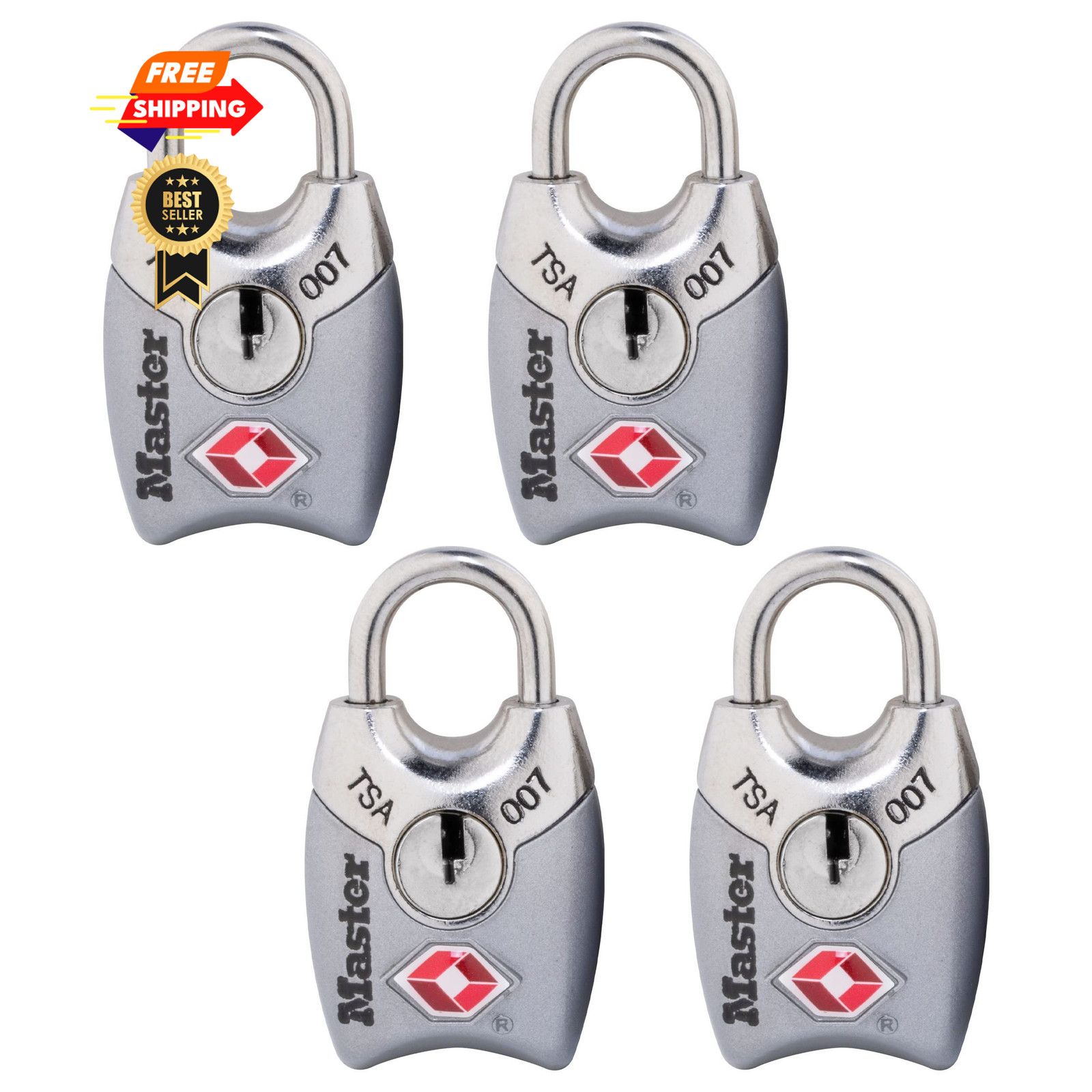 Master Lock 4689Q TSA Approved Luggage Lock, 4 Pack, 4 Count (Pack of 1)