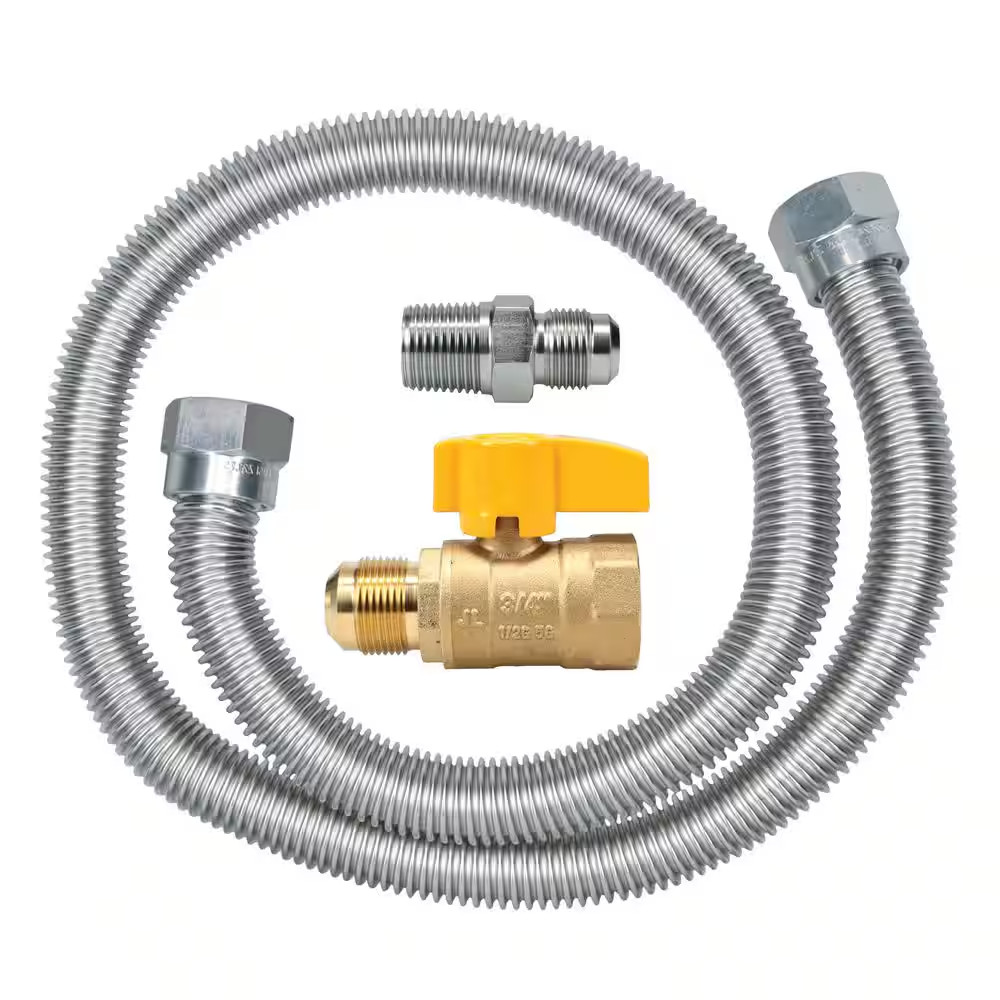 5/8 In. OD X 3/4 In. MIP X 1/2 In. FIP X 36 In. Stainless Steel Standard Gas Con