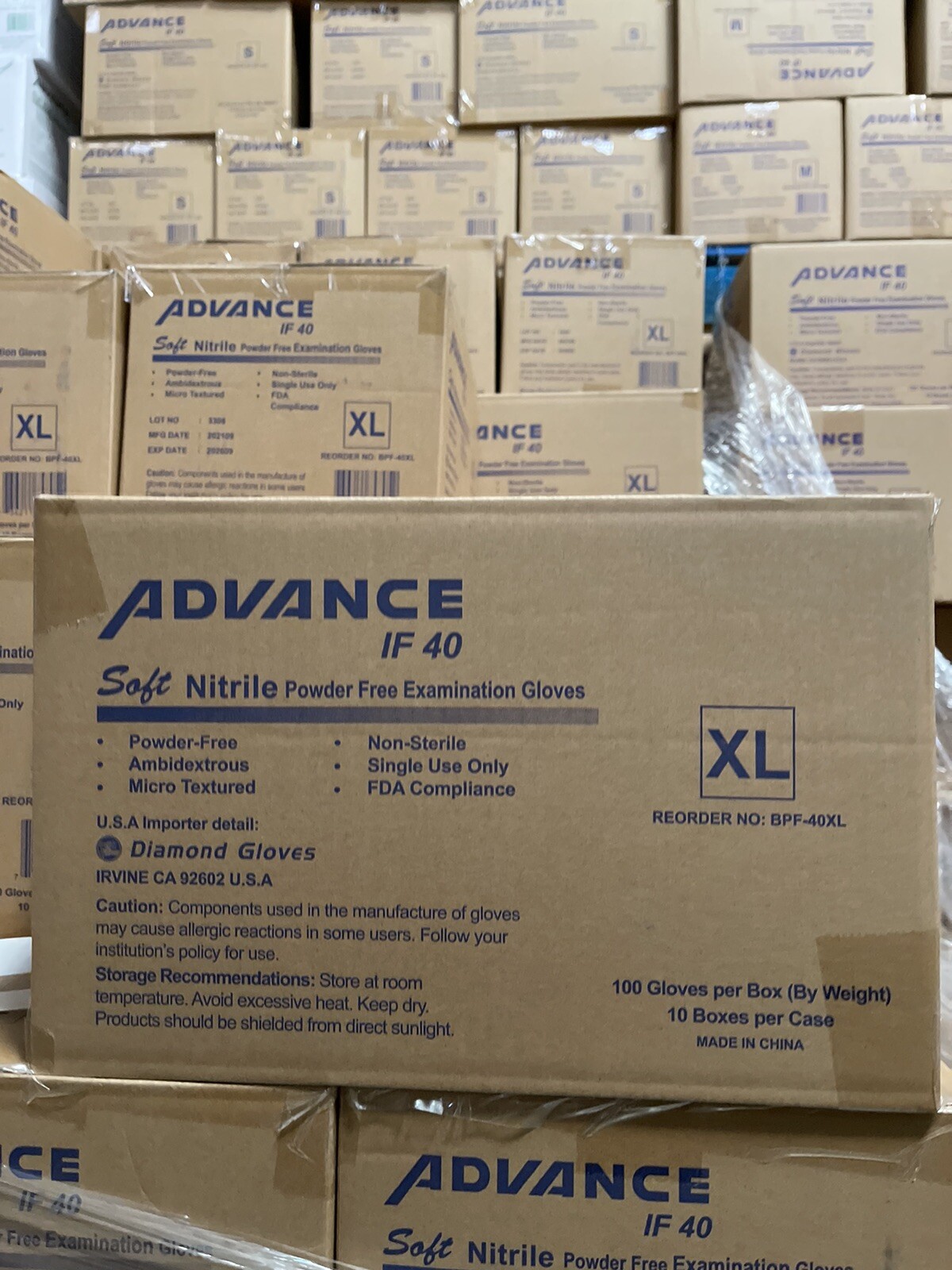 Advance Blue Exam Gloves , Case Of 1000 PCs “Extra Large 4 Mil