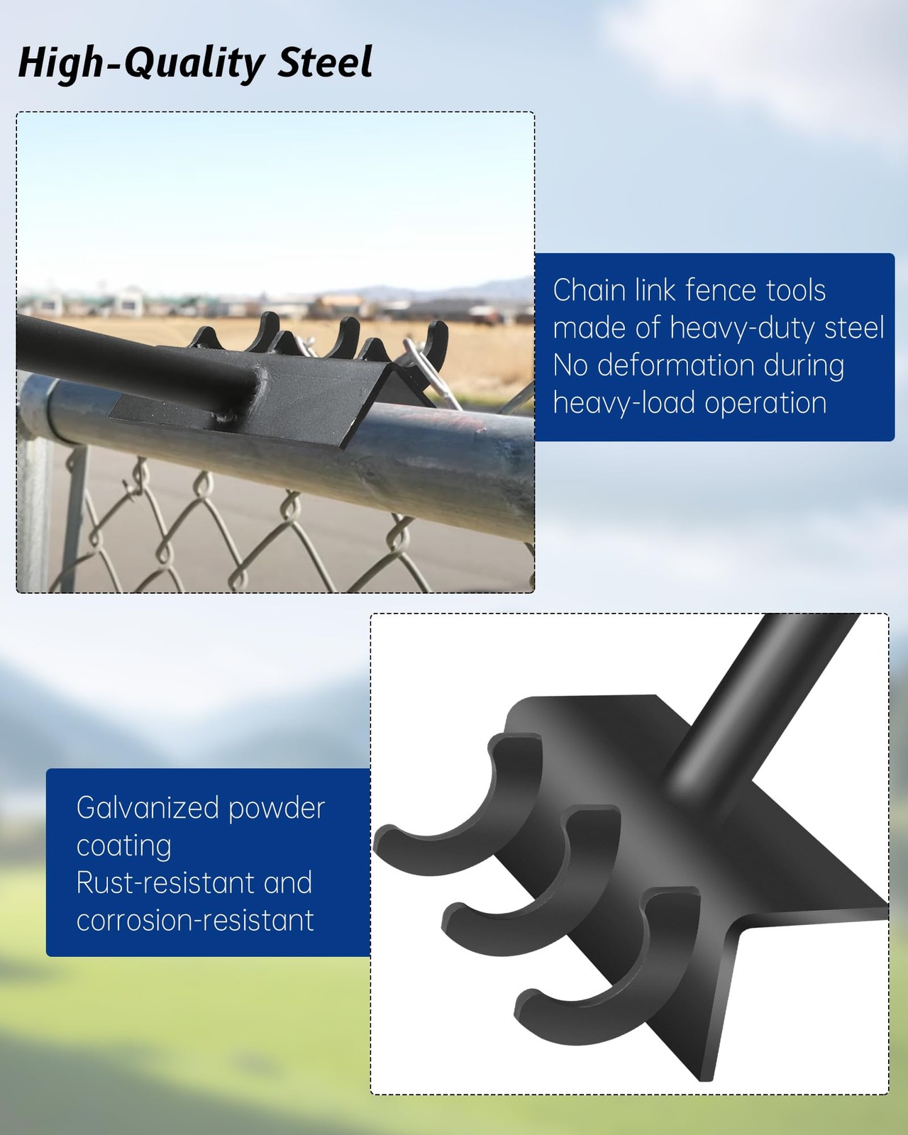 Chain Link Fence Heavy Duty Top Rail Fabric Hanging Tool, 15.7 Inch Chain Lin…