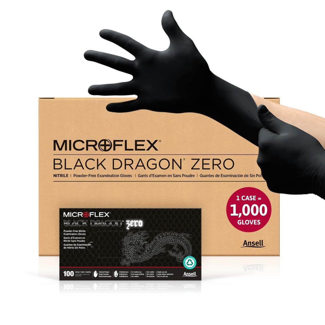 MICROFLEX Black Dragon BD-100N 5Mil Nitrile Exam Gloves, Powder-Free, Textured F
