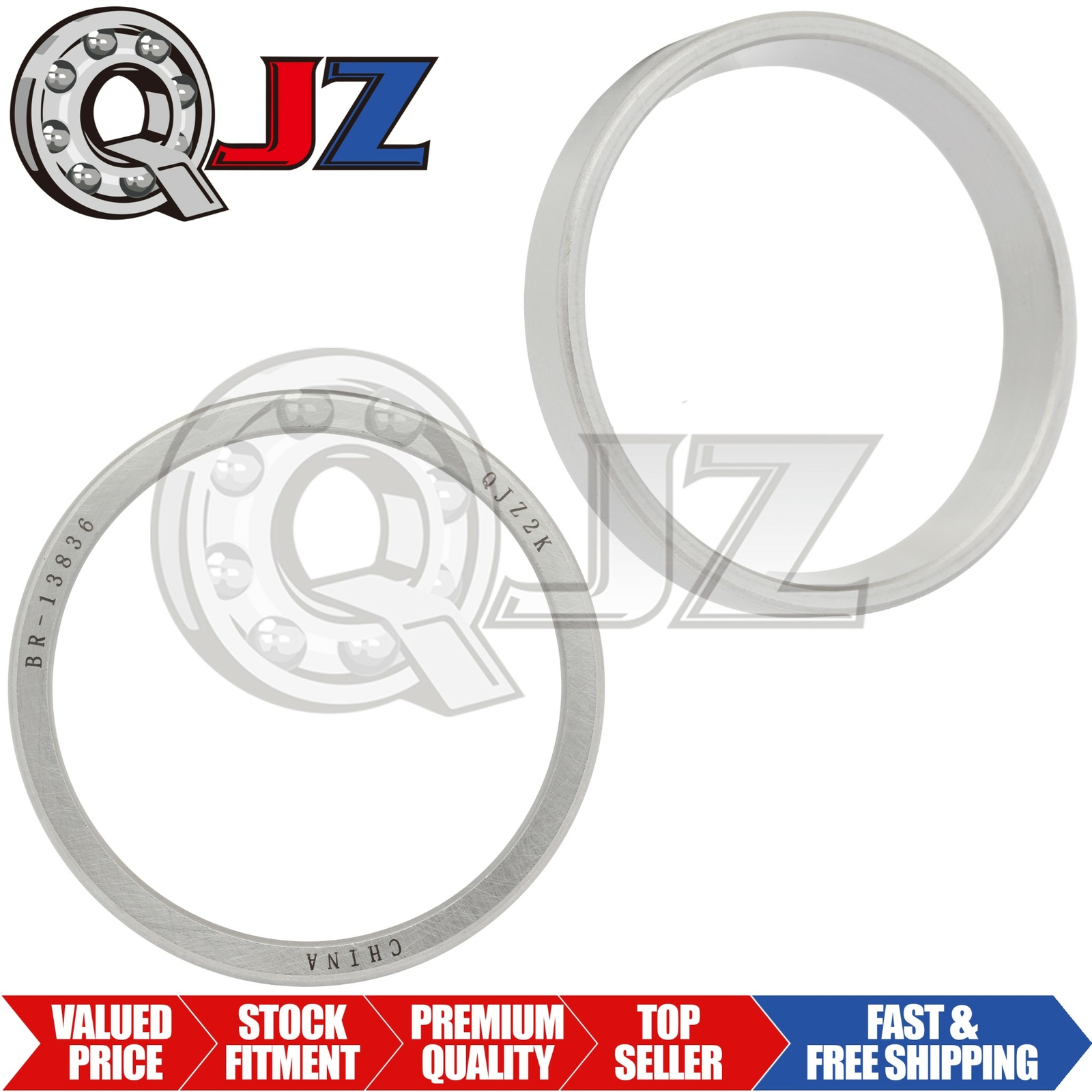 [2x] 13836 Tapered Roller Outer Single Cup 2.56in x 0.375in x 0.13in (ODxWxMSR)