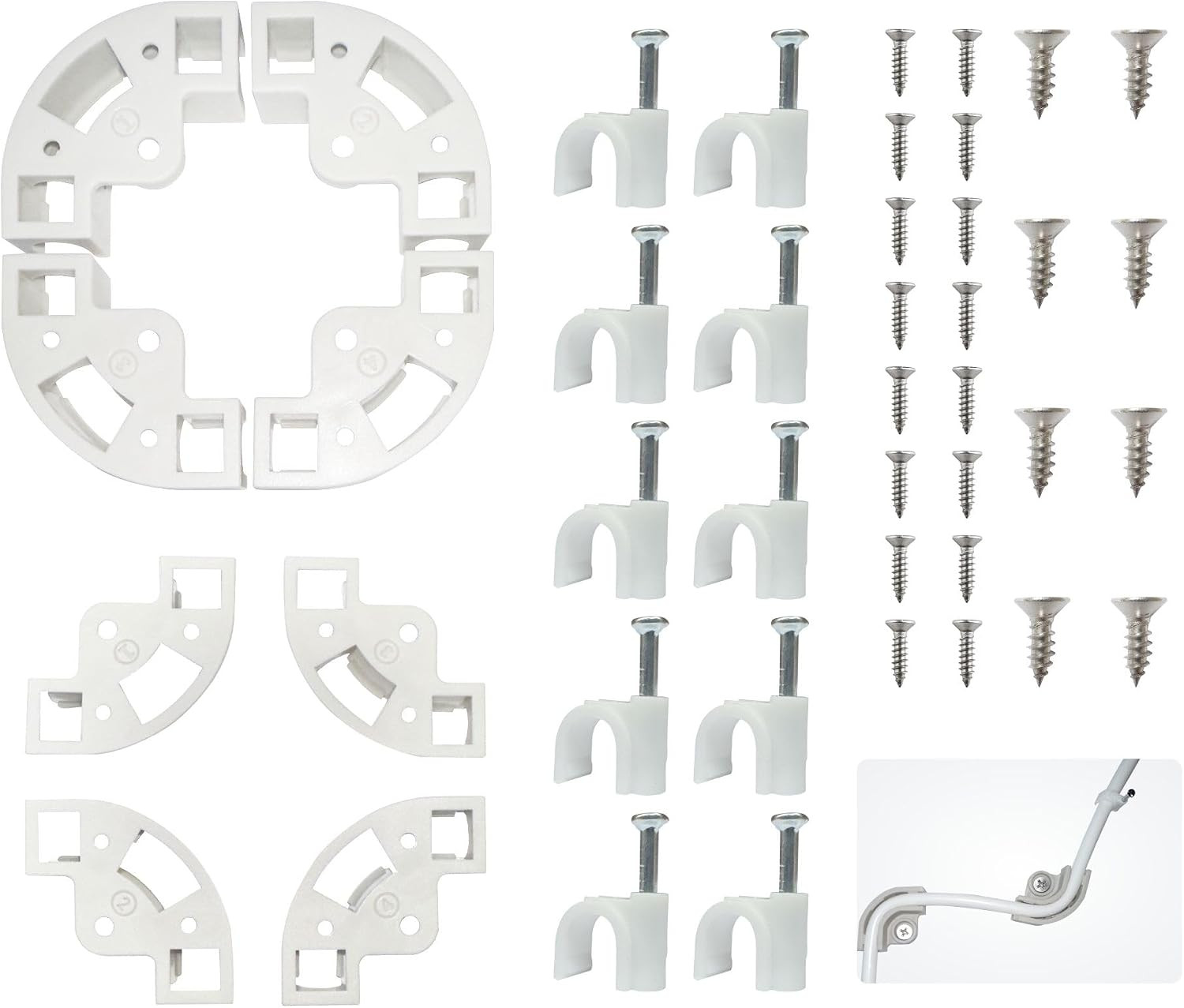 3/8″ 90 Degree Elbow Conduit With White Half Clamp J-Hook and Stainless Screw Ki