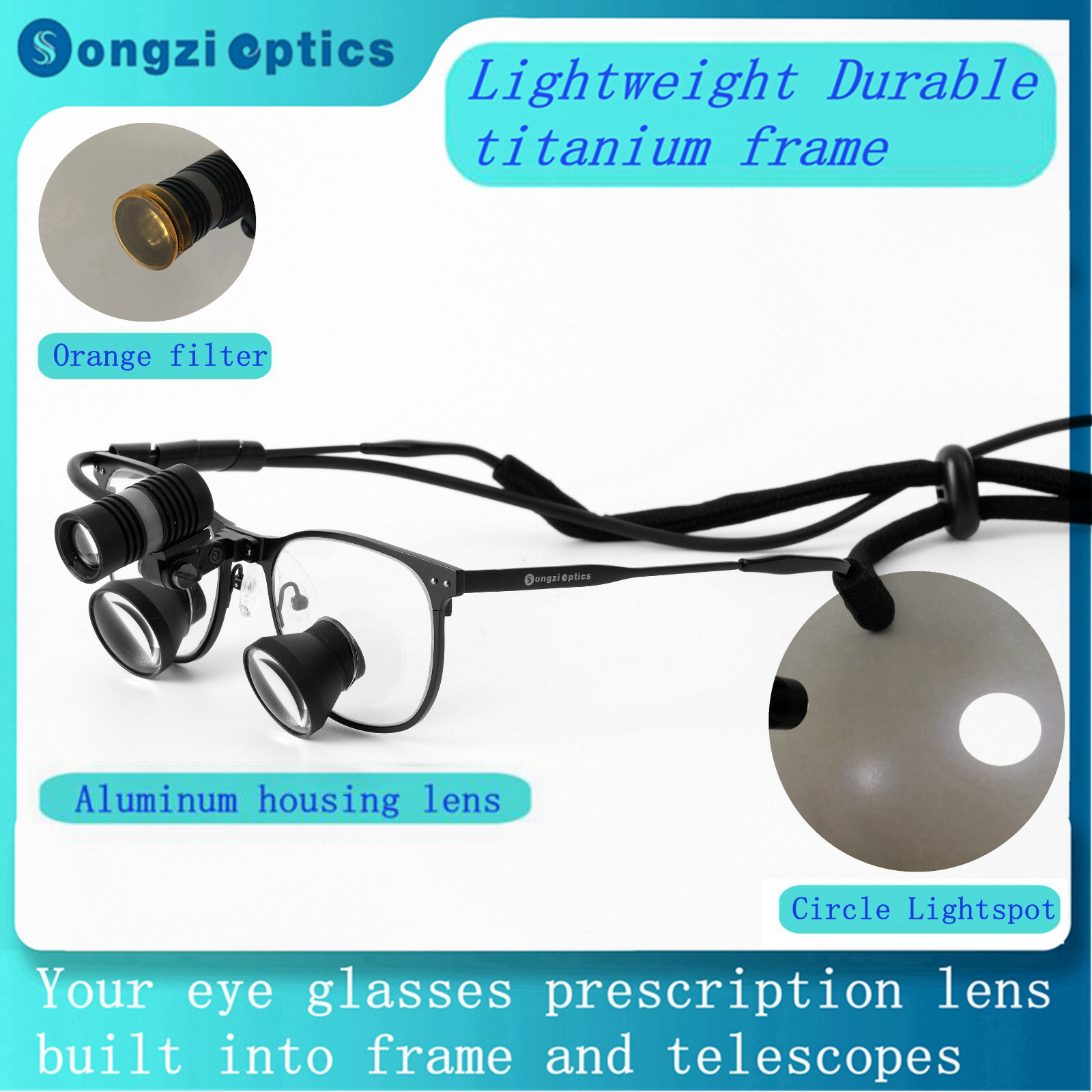 2.5X 3X 3.5X TTL Titanium Frame Dental Surgical Loupes with LED Headlight