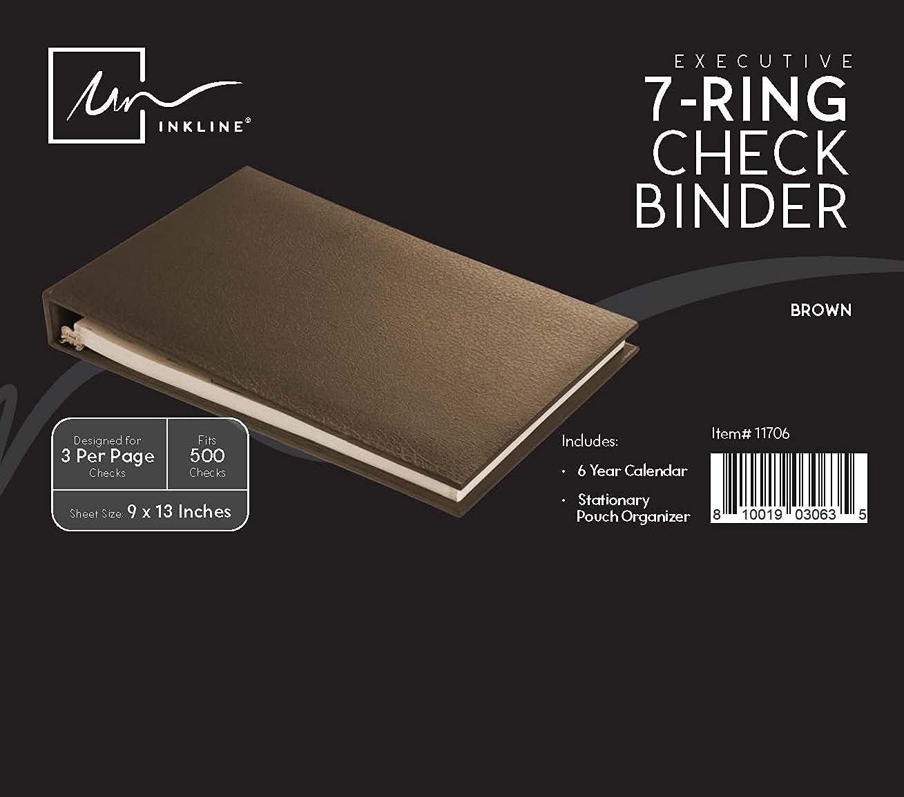 Brand New Executive 7 Ring Check Binder, Brown