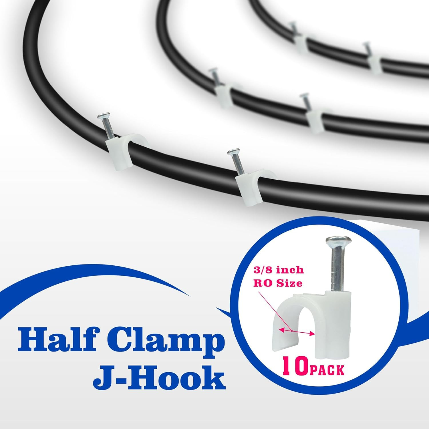 3/8″ 90 Degree Elbow Conduit With White Half Clamp J-Hook and Stainless Screw Ki