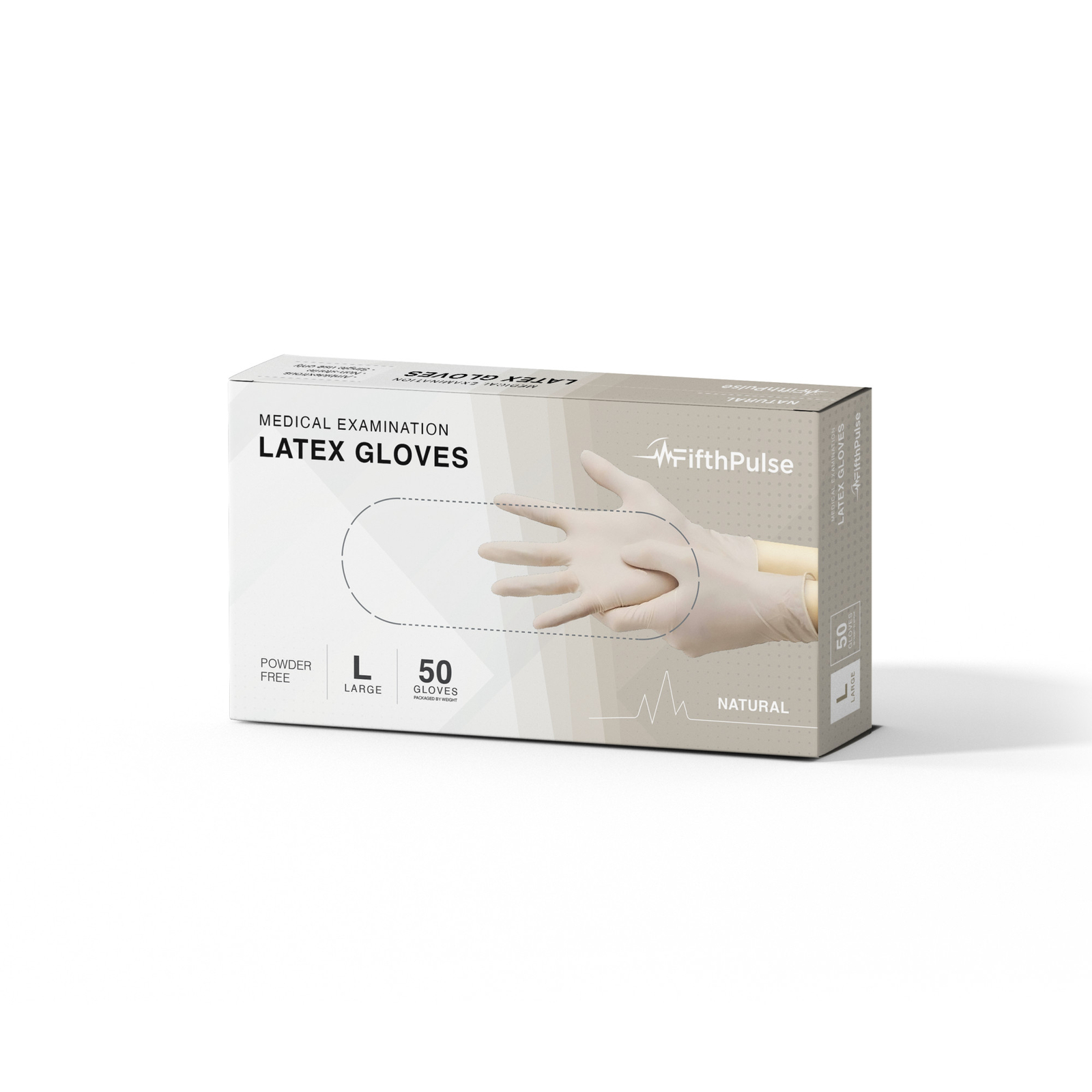 FifthPulse Exam Latex Gloves Powder Free Disposable Gloves 50 Ct Natural LG