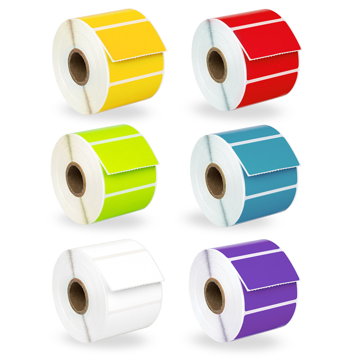 ZEBRA 2.25×1.25 COLOR Labels – 6 Rolls – YELLOW RED GREEN BLUE WHITE LAVENDER
