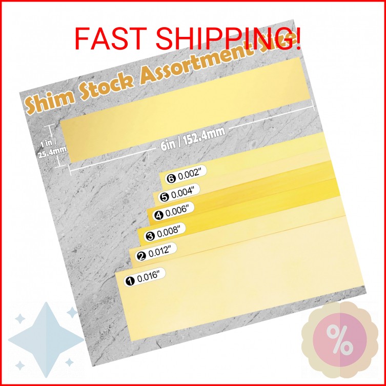 Brass Strip, Brass Shim Stock Assortment, 1″ Width x 6″ Length, 0.002″, 0.004″,
