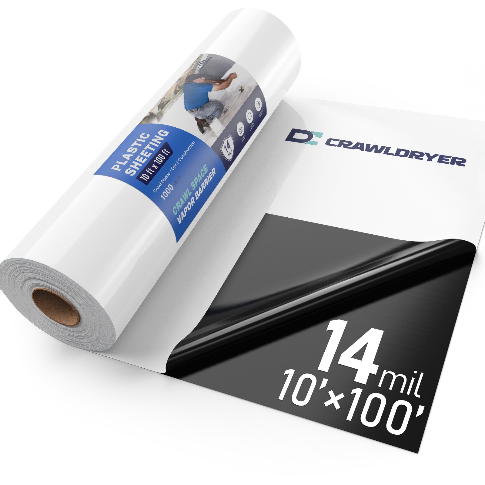 Crawl Space Vapor Barrier – 14 mil 10′ x 100′, Crawlspace Encapsulation kit