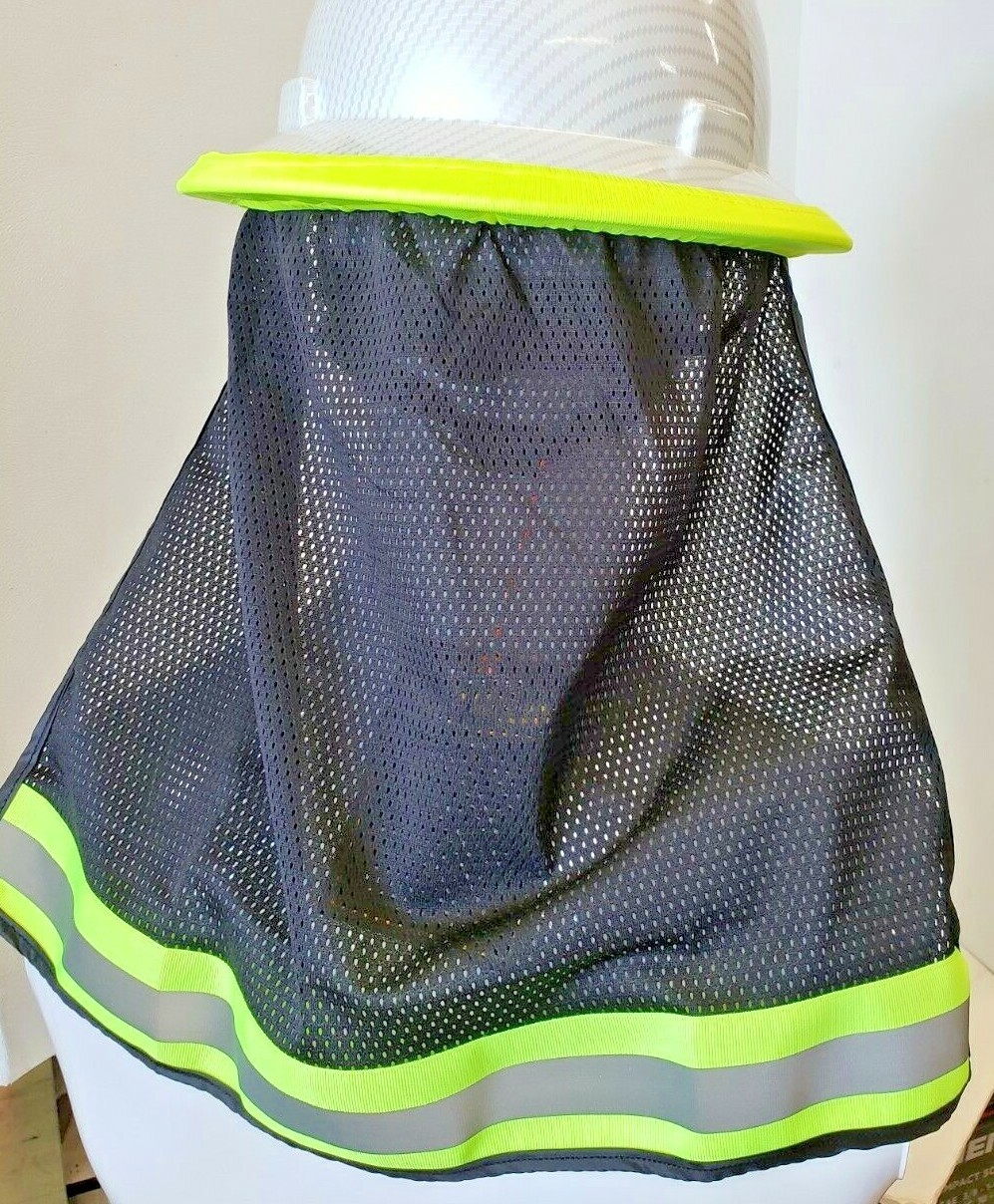 FX SAFETY HARD HAT NECK SHIELD HELMET SUN SHADE HI VIS REFLECTIVE STRIPE