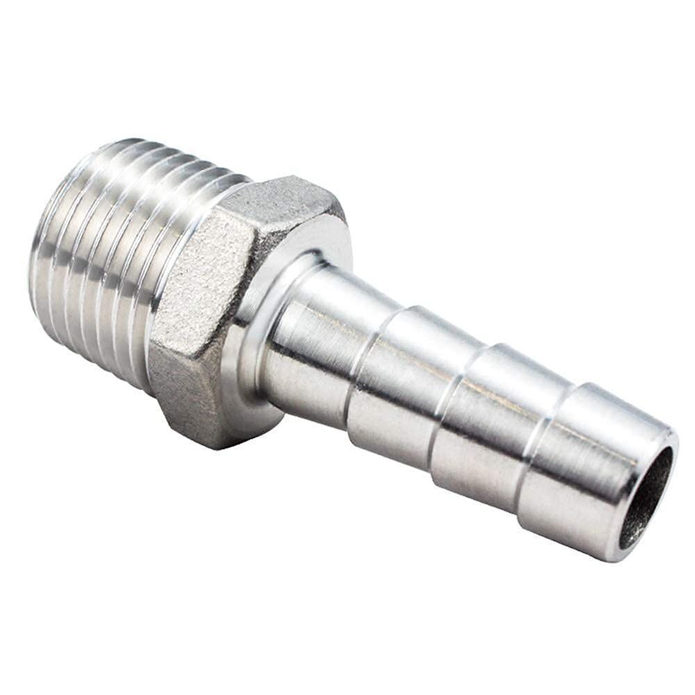 2x Stainless Steel 1/2″ Hose Barb to 1/4″ Male NPT Home Fitting Water Fuel N953