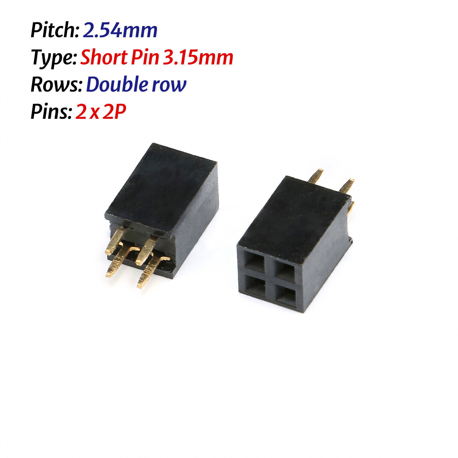 2.54mm 0.1″ PCB Header Vertical Female Socket Connector, Single/Double Row Pin