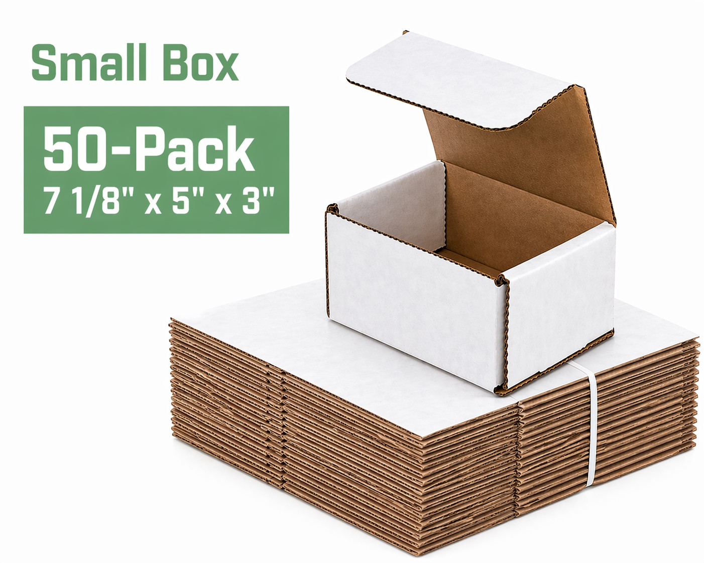 50 Pack 7 1/8″ x 5″ x 3″ White Corrugated Shipping Mailer Boxes