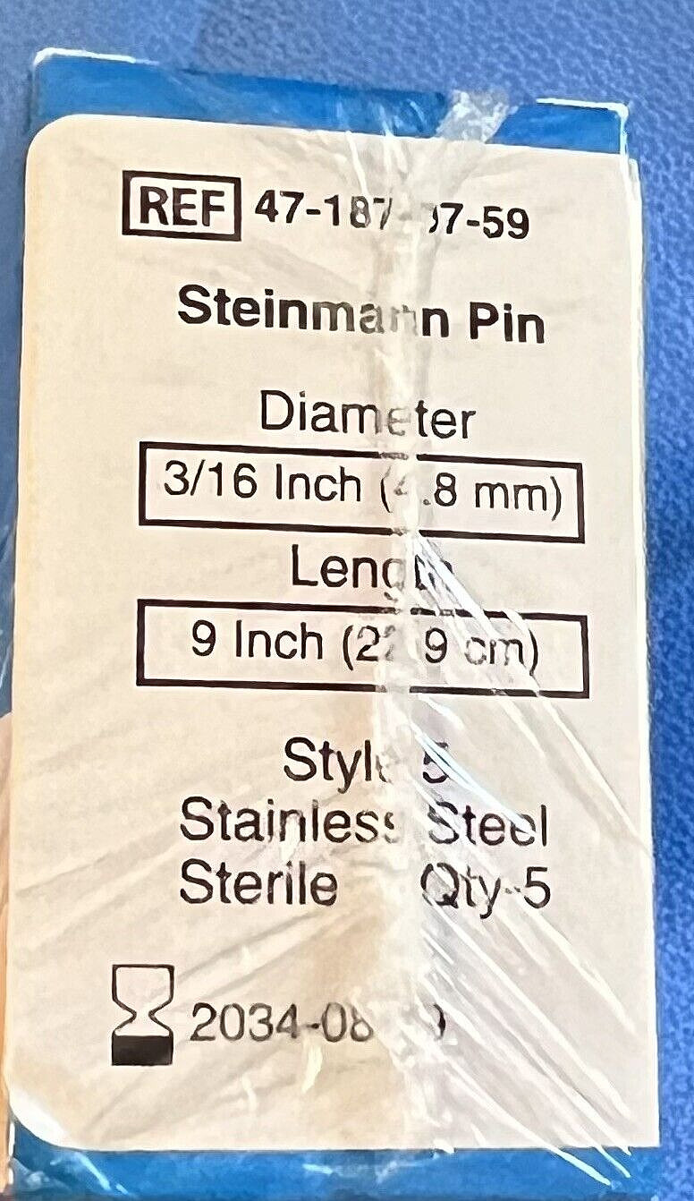 ZIMMER STEINMANN PIN DIAMETER 3/16 INCH (4.8 MM) LENGTH 9 INCH (22.9 CM) STYLE 5