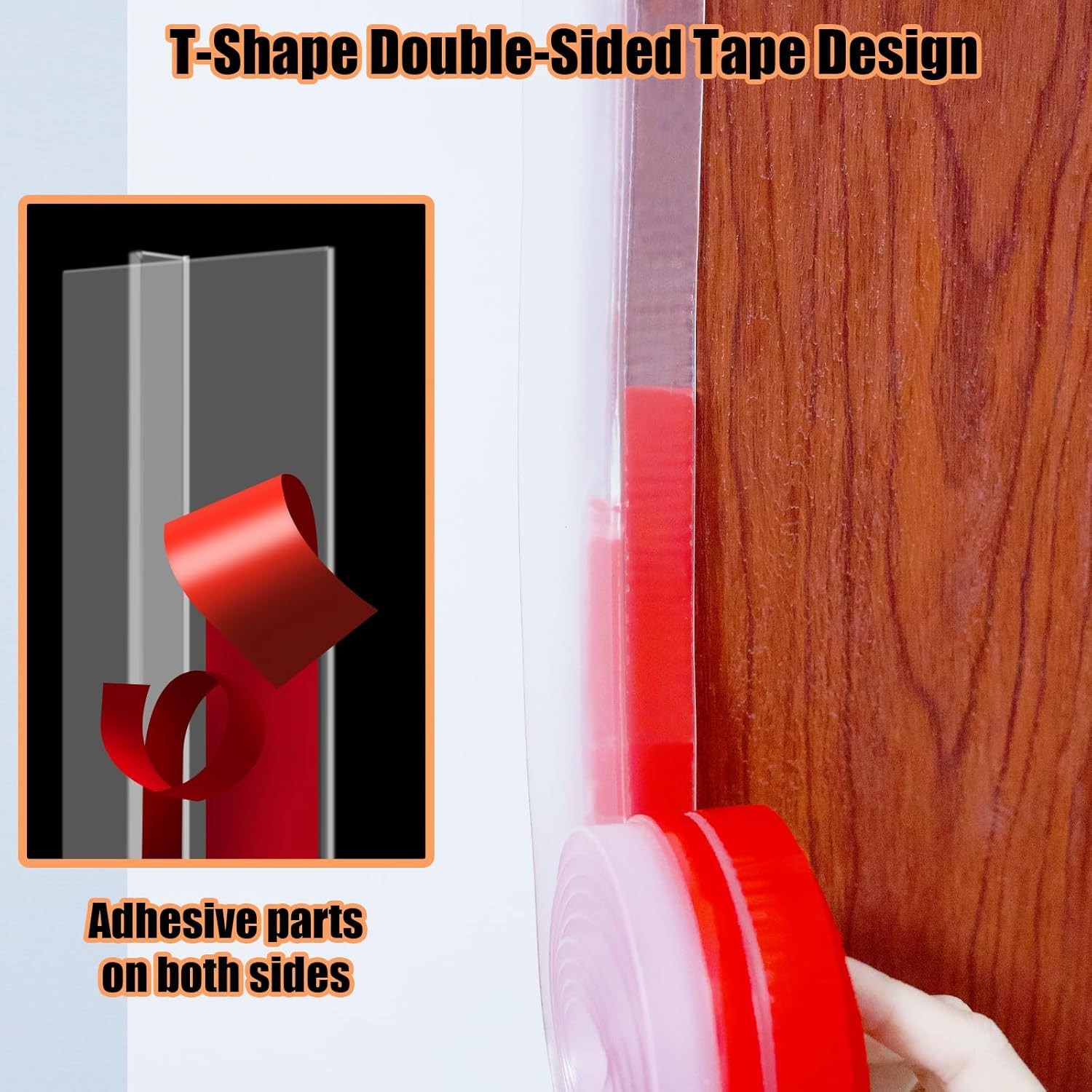 Orghtin T-Shaped Silicone Seal Strip, Clear Door Sealer Weather Stripping, 10Ft