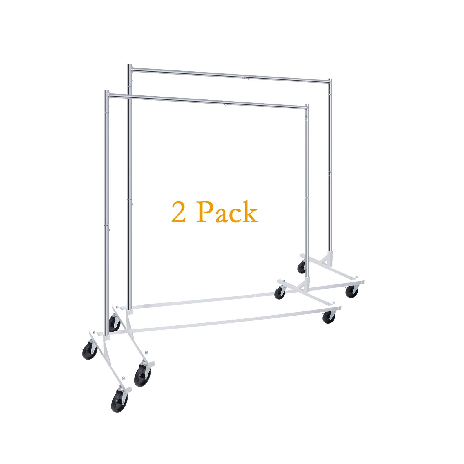 2PCS Rolling Garment Rack Clothes Rack Collapsible Z-Base Storage Clothing Rack