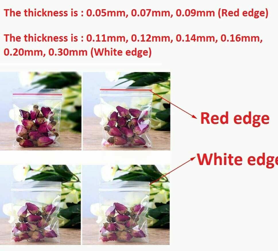 100pc Clear PE Zip-lock Bags Plastic Grip Self Seal Resealable Food Storage Bags