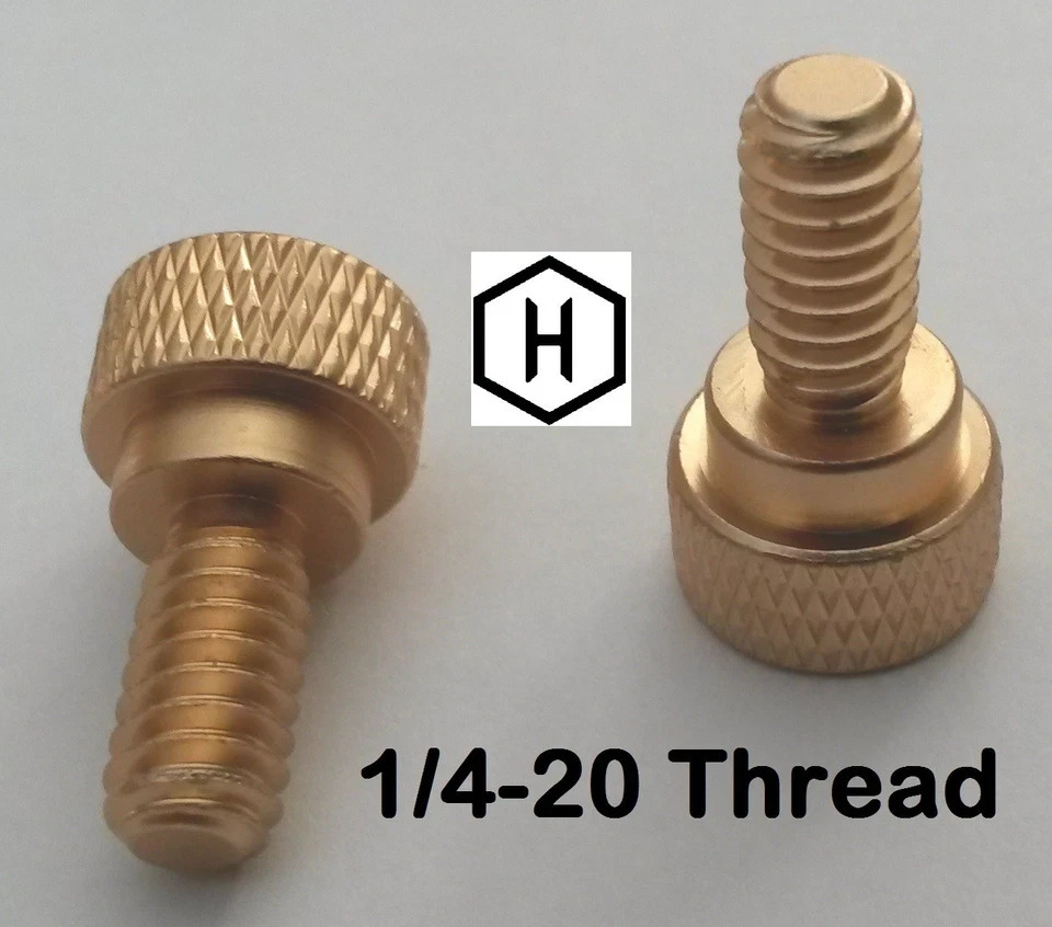 1/4-20 x 1/2″ Knurled Thumb Screws 25 Pieces Aluminum Gold Anodized Finish