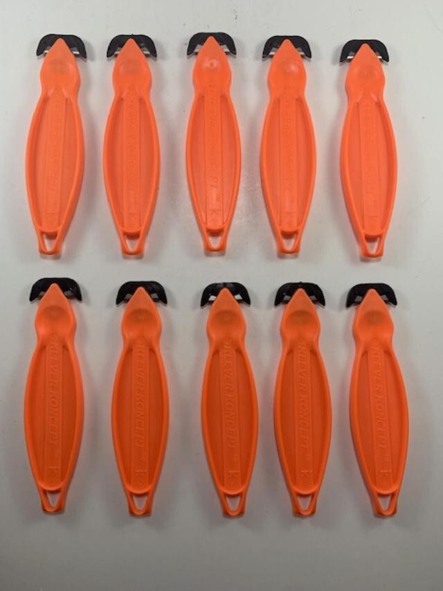 10 Knives (NEW) Klever Kutter Koncept Safety Box Cutter Knives, Orange