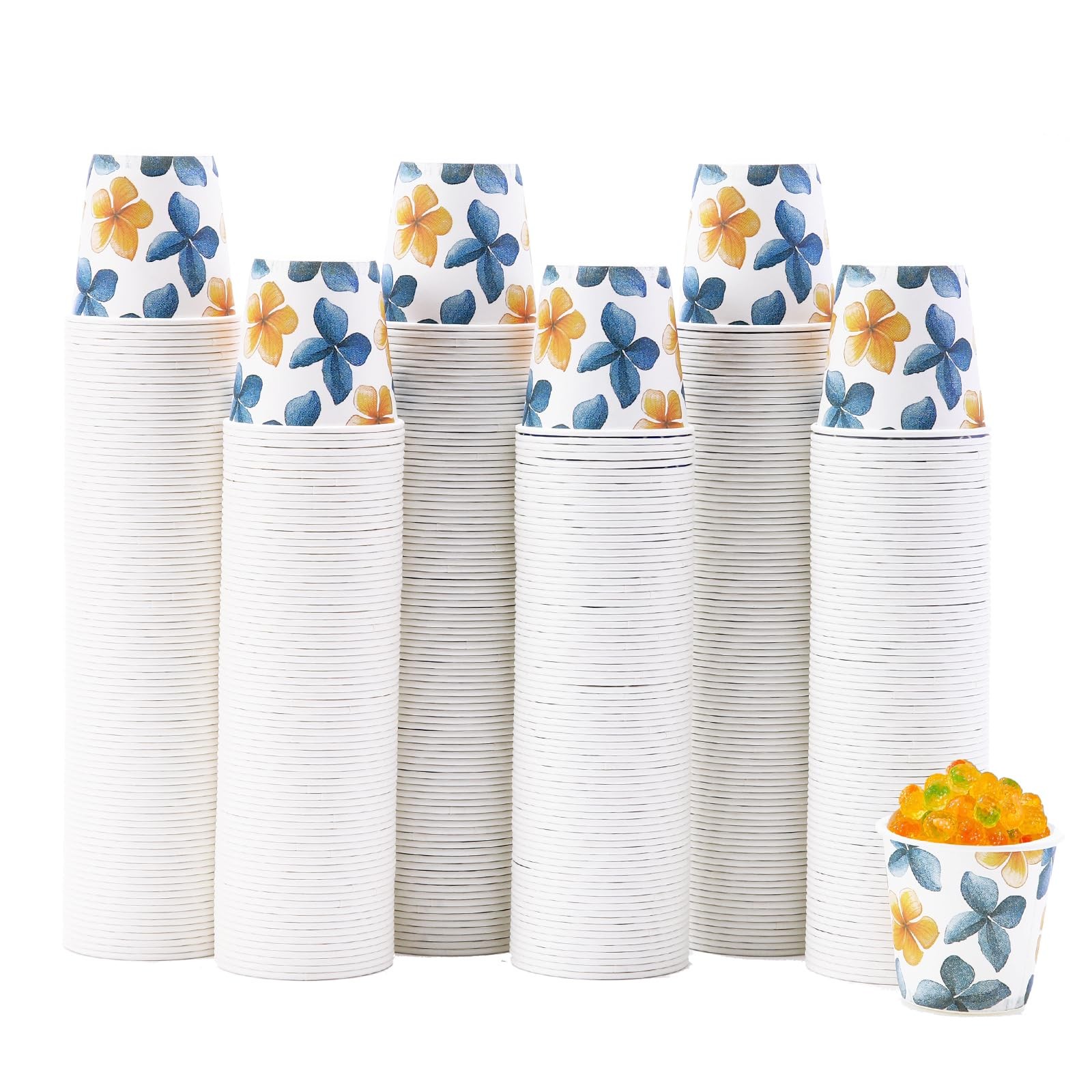 600 Pack 3 oz Bathroom Cups, Small Paper Cups Flower Design, Mouthwash Cups, …