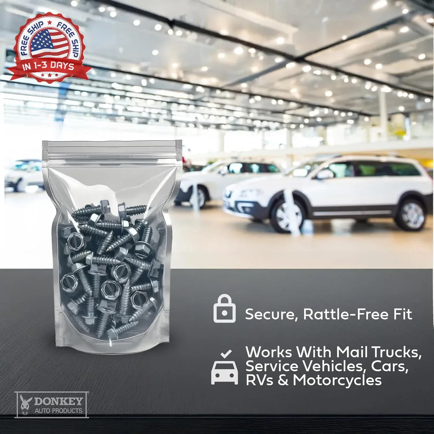 License Plate Screws – Slotted Hex Head – Metric – 6mm x 16mm – For Vehicles (10