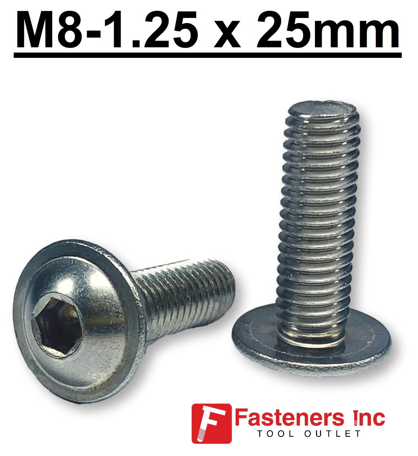 M8-1.25 x 25mm Flanged Button Head Socket Cap Screws, Stainless Steel 304, Allen