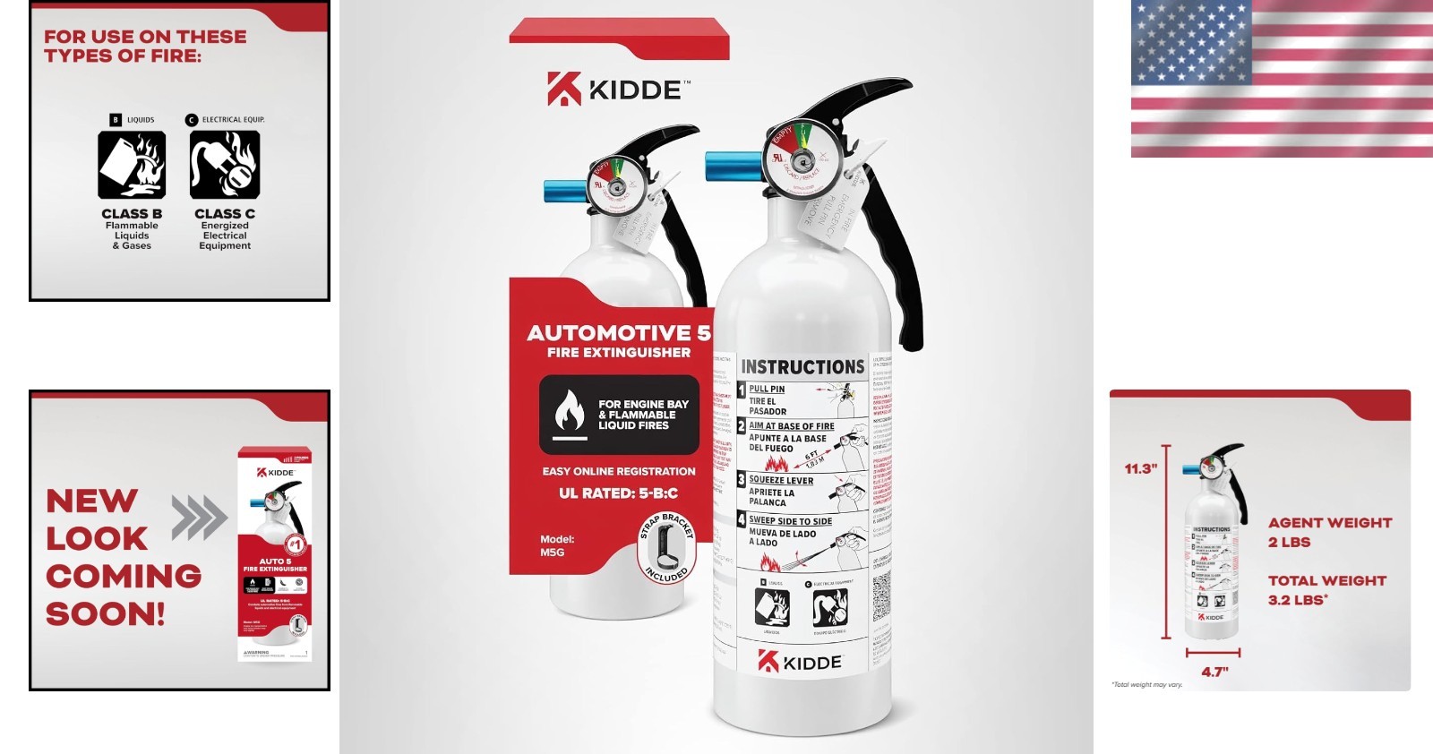 Auto 5 Fire Extinguisher for Cars & Trucks – Compact 2 lb. 5-B:C Protection