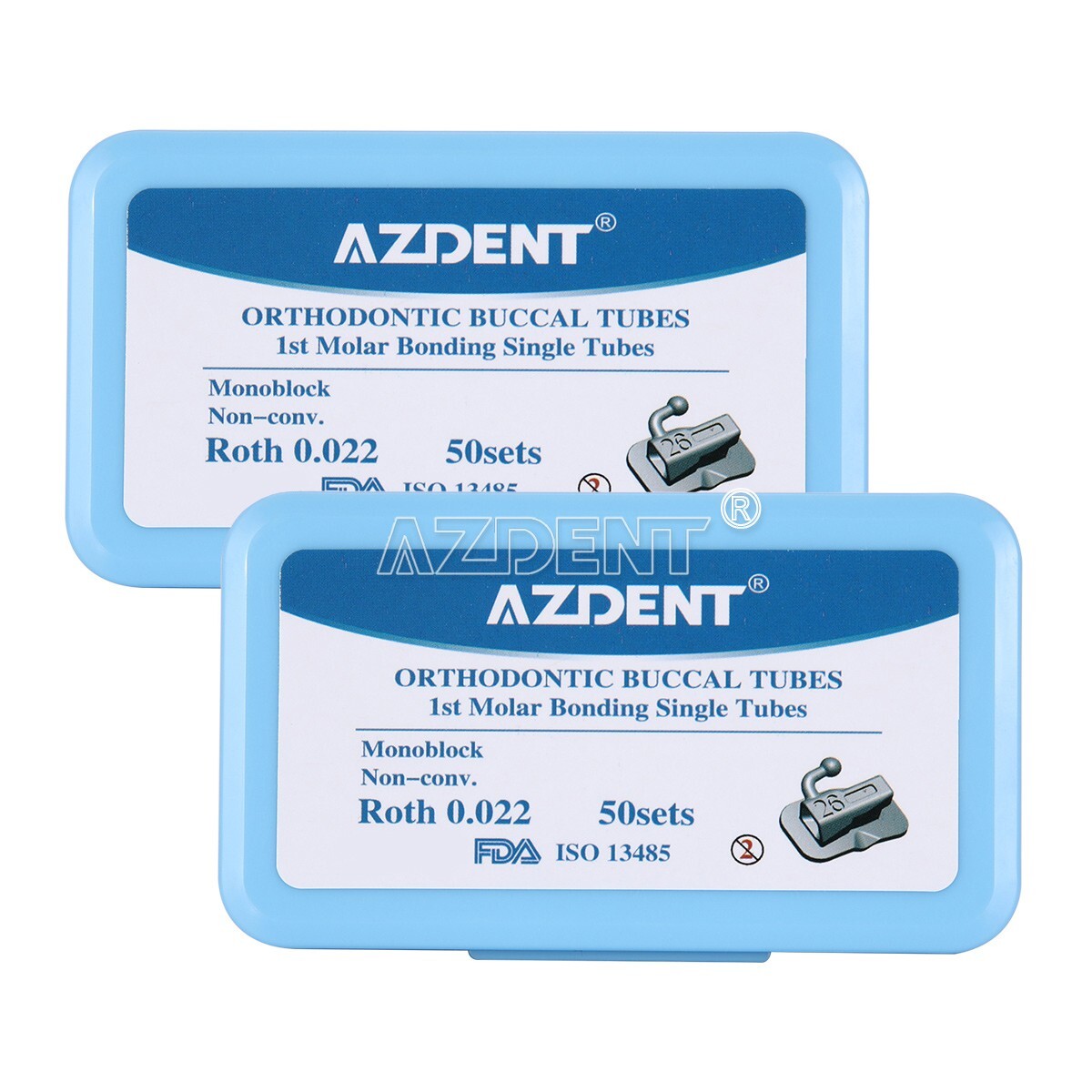AZDENT Dental Ortho Buccal Tube 1st 2nd Molar Roth/MBT 022 Monoblock/Mesh Base