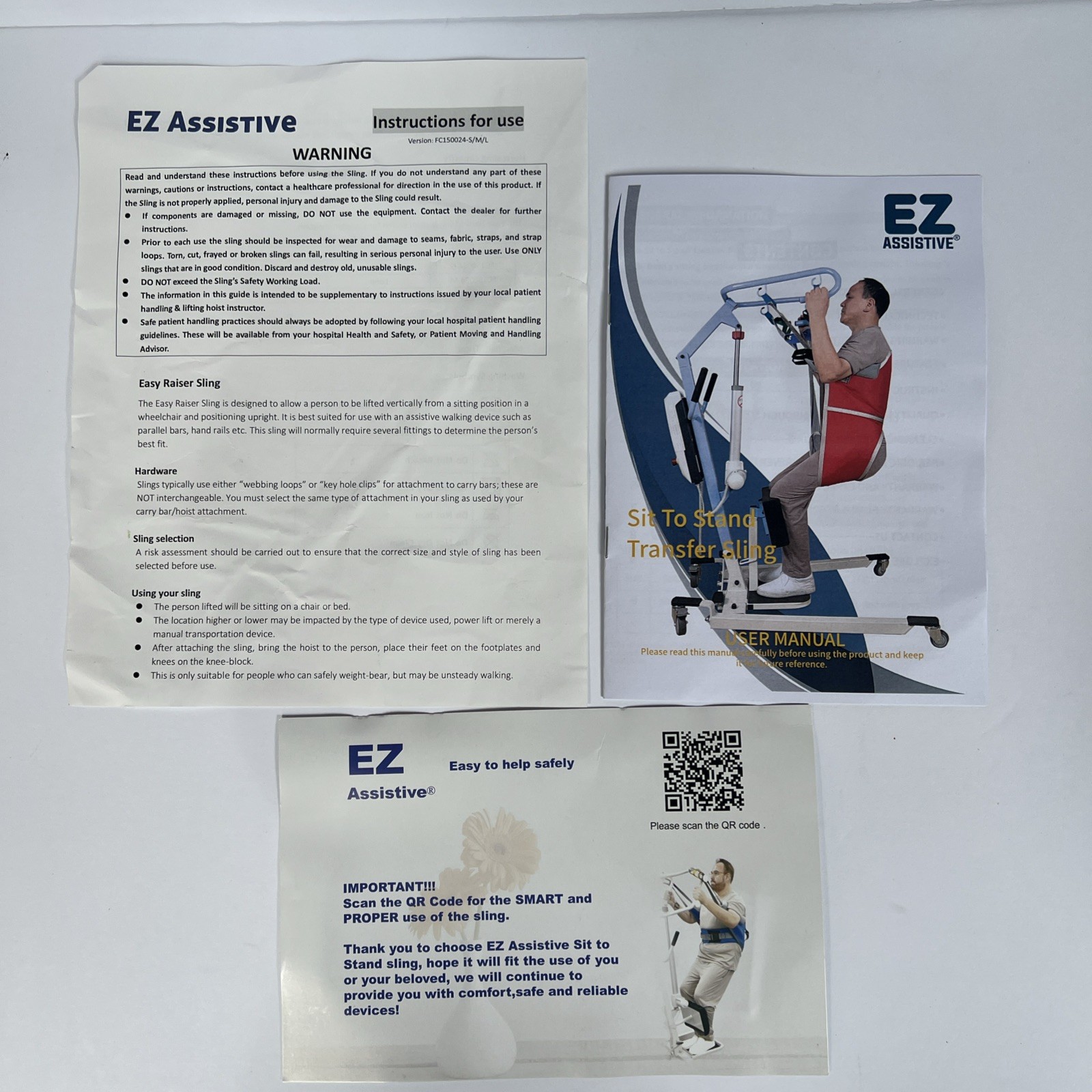 EZ Assistive Sit to Stand Sz Med Assist Patient Transfer Lift Sling w Pad UNUSED