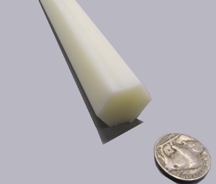 Nylon 6/6 Natural Tint Hex Rod 7/8″ Hex x 12″ Length, 1 Unit
