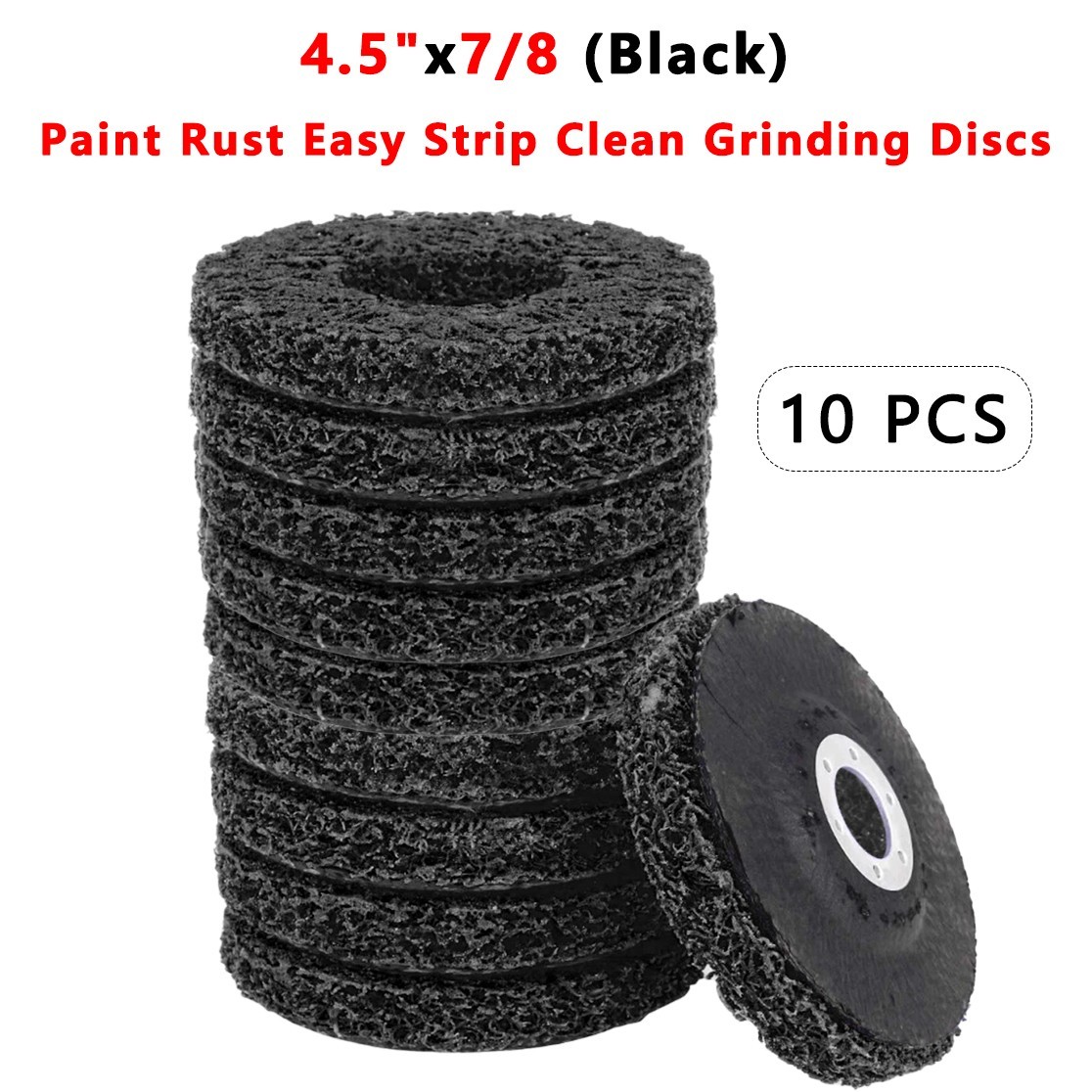 10 PCS 4.5″ x 7/8″ Black Poly Strip Discs, Rust Paint Oxidation Remover