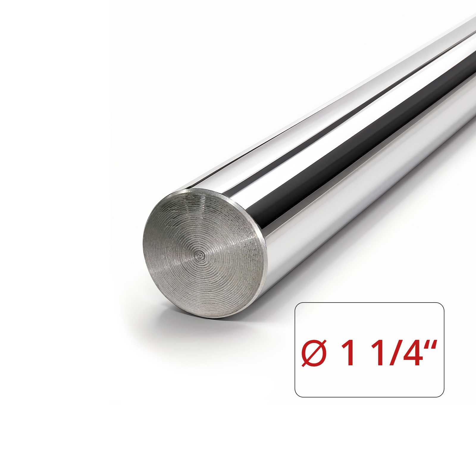 Chrome Plated Steel Rod – 1 1/4″ Dia x 36″ length shaft, 1045 steel bar