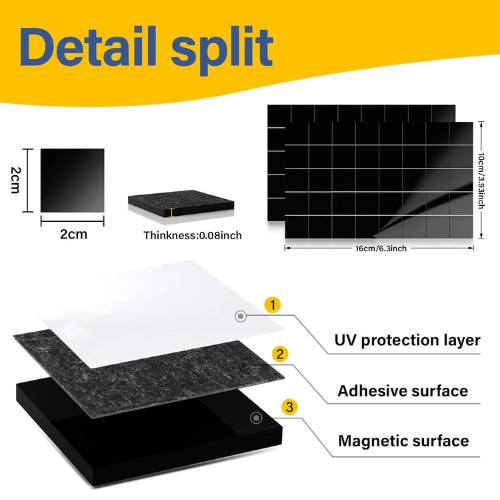144Pcs Square Magnets Magnetic Tape Strip – Magnet Sheets with Adhesive Backin